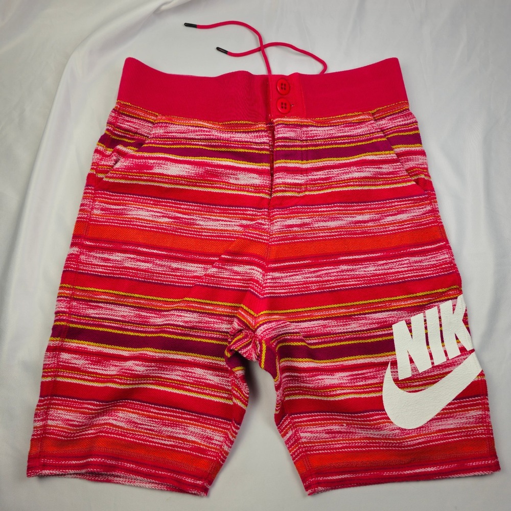 Nike F.C. Mens Shorts Small Pink Striped Athletic Sweat Shorts 1994 Big Logo 607